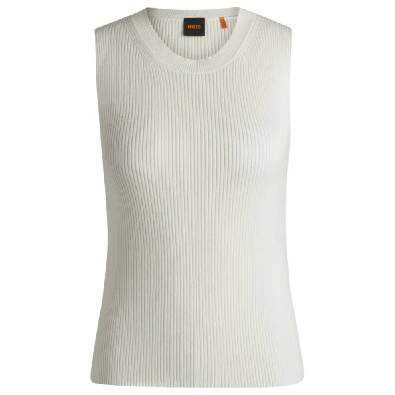 Long sleeveless topSlim-fit sleeveless top in ribbed stretch fabric