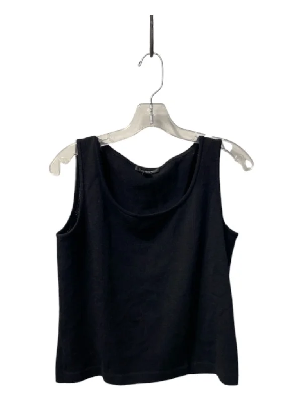 Pullover sleeveless topSt. John Caviar Size S Black Cotton Blend Round Neck Sleeveless Hip Length Top