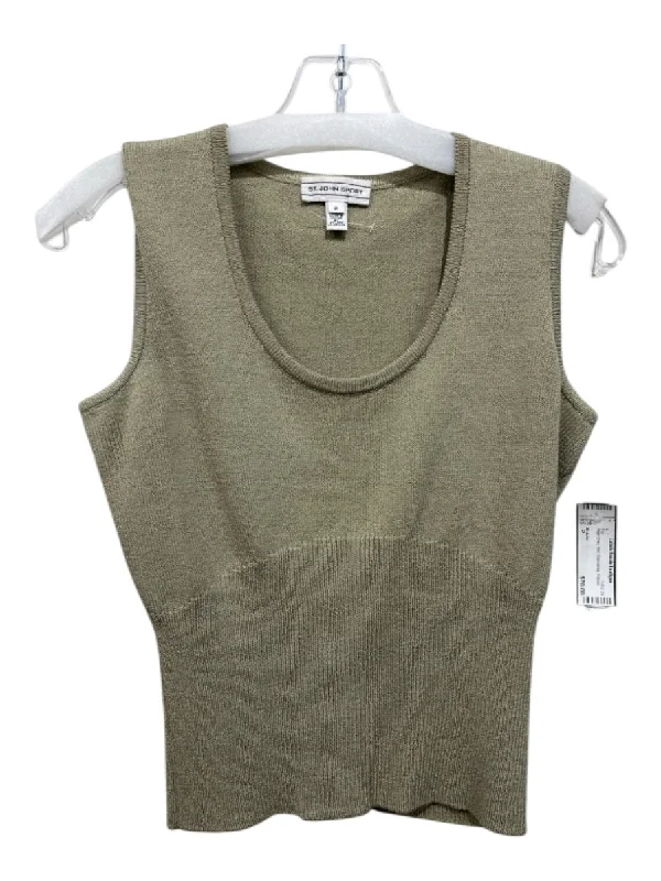 Vintage sleeveless topsSt John Size P Sage Gray Knit Sleeveless Ribbed Top