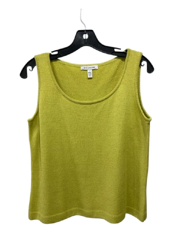 Autumn sleeveless topsSt John Size S Chartreuse Wool Scoop Neck Sleeveless Top