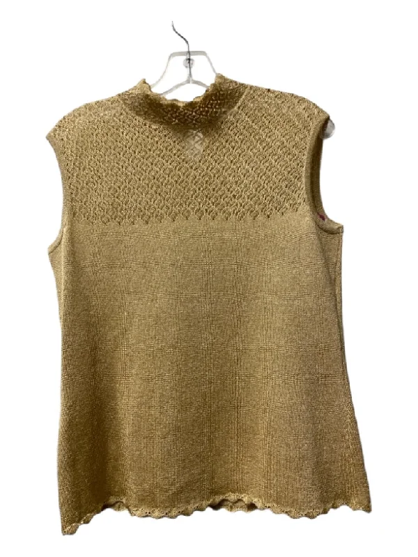 Eco-friendly brand sleeveless topsSt John Size S Gold Missing Fabric Tag Knit Mock Neck Sleeveless Top