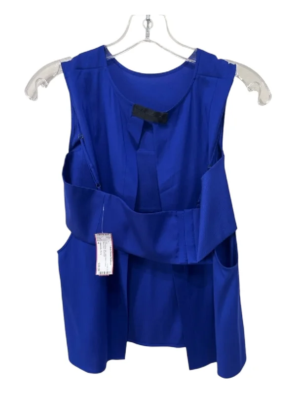 Polyester sleeveless topT Alexander Wang Size 4 Cobalt Blue Silk Sleeveless Cutout Open Back Top