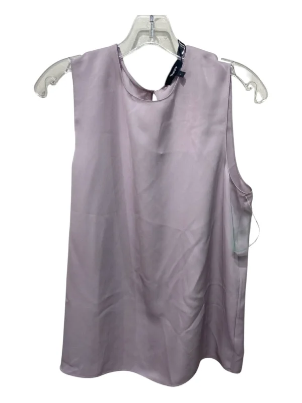 Custom sleeveless topsTheory Size L Light Purple Silk Round Neck Back Keyhole Sleeveless Top