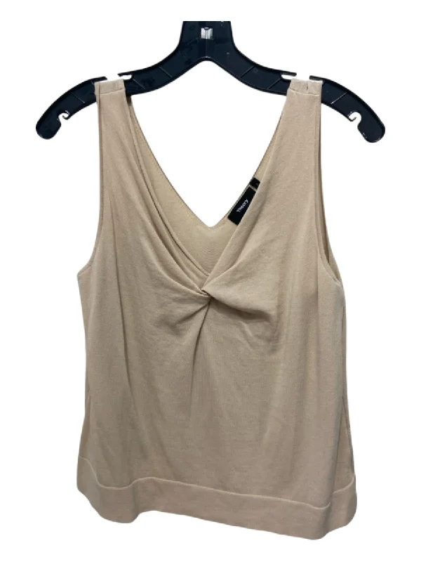 Casual sleeveless topsTheory Size Medium Beige Sleeveless Twist Knot Knit Top