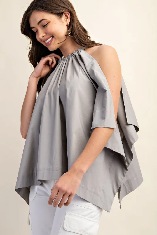 Pullover sleeveless topLight Grey Bow Back Sleeveless Blouse Top