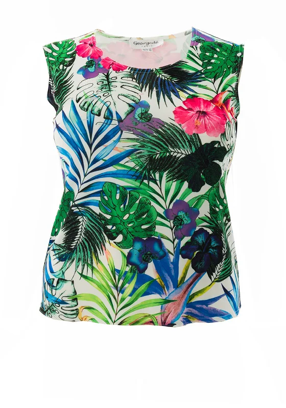 Eco-friendly brand sleeveless topsGeorgedé Lili Tropical Print Sleeveless Top, Multi