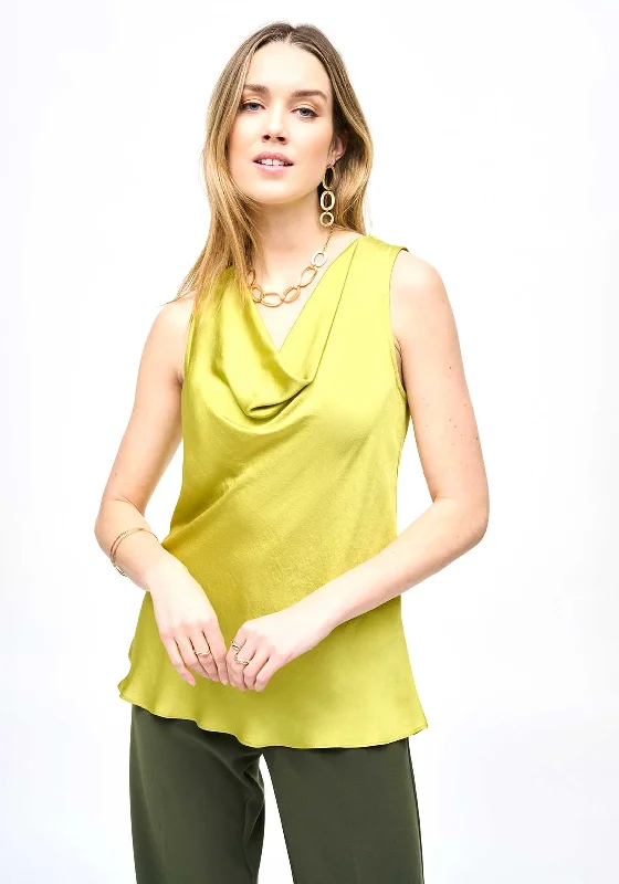 Waisted sleeveless topJoseph Ribkoff Satin Straight Sleeveless Top, Wasabi