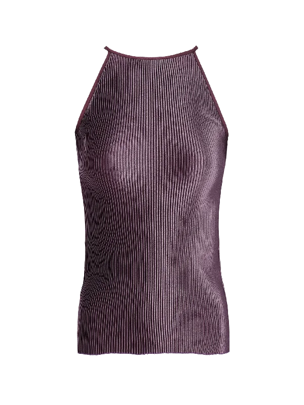 Fashion sleeveless topsmetallic pleated sleeveless top