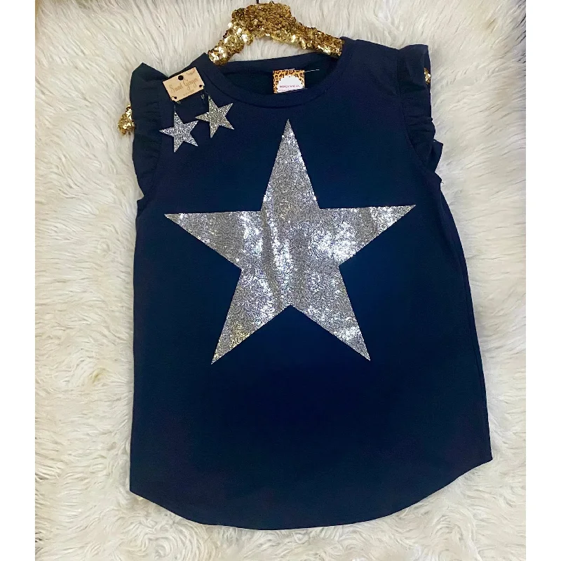 Knitted sleeveless topsNavy Sleeveless Top with Sequin Star