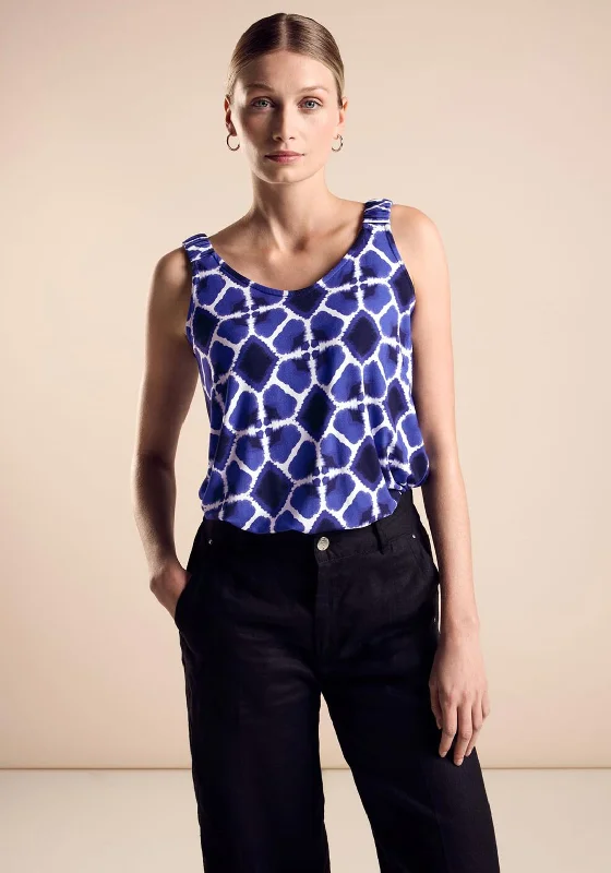 Polyester sleeveless topStreet One Patterned Sleeveless Top, Violet Blue