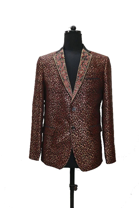 BlazerteamHand Embroidered Golden Leopard Blazer