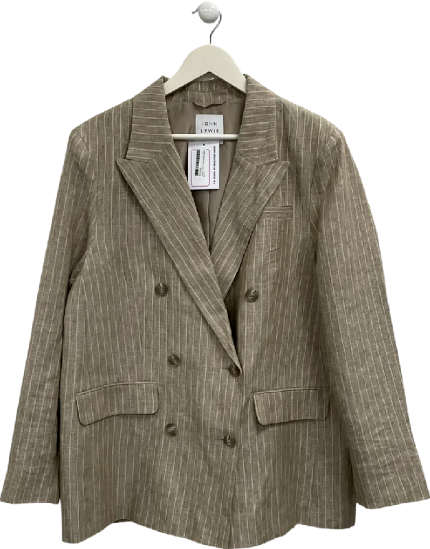 Blazerfabricjohn lewis Beige Pinstripe Doublebreasted Blazer UK 18