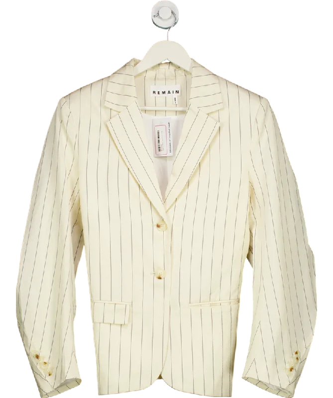 BlazerlookRemain Birger Christensen Cream Drapy Striped Blazer UK S