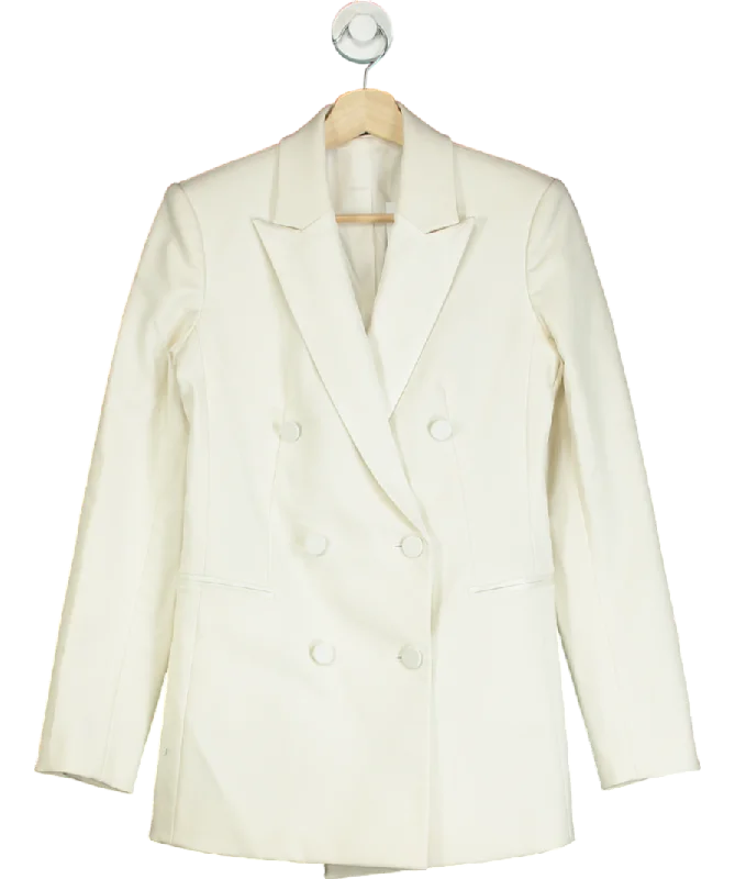 BlazerfanTheory Cream Satin Lapel Double-breasted Blazer UK 8