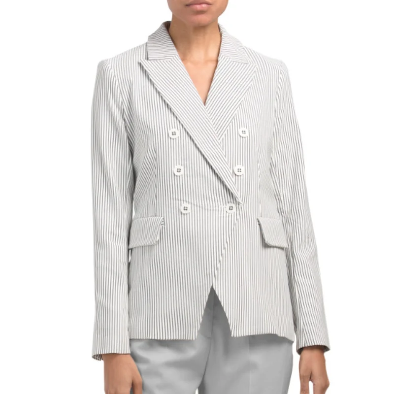 BlazervrCAROLINA BELLE Striped Classic Fit Double Breasted Blazer