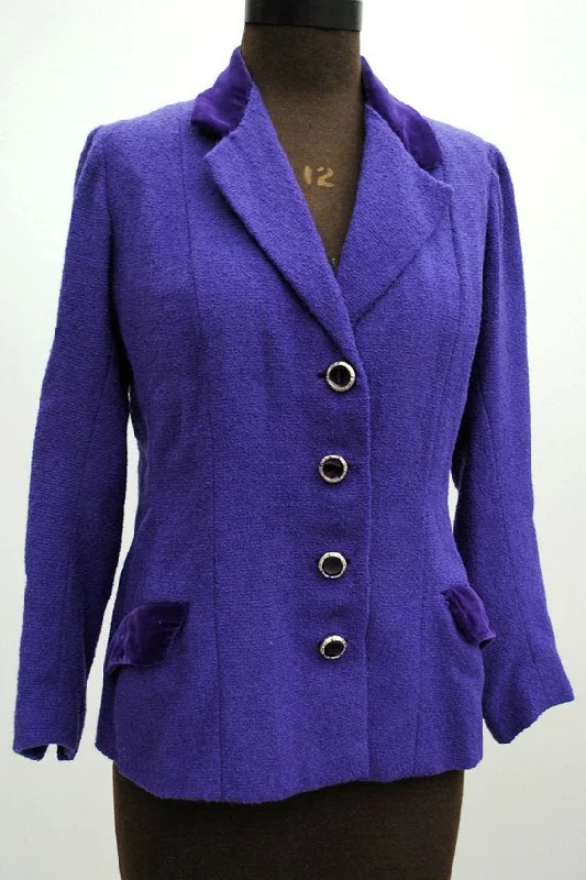 Blazerplatform1960s Women's Vintage Purple Violet Boucle Blazer Jacket