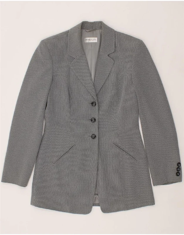 BlazerlossASHLEY BROOKE Womens 3 Button Blazer Jacket UK 10 Small Grey Viscose