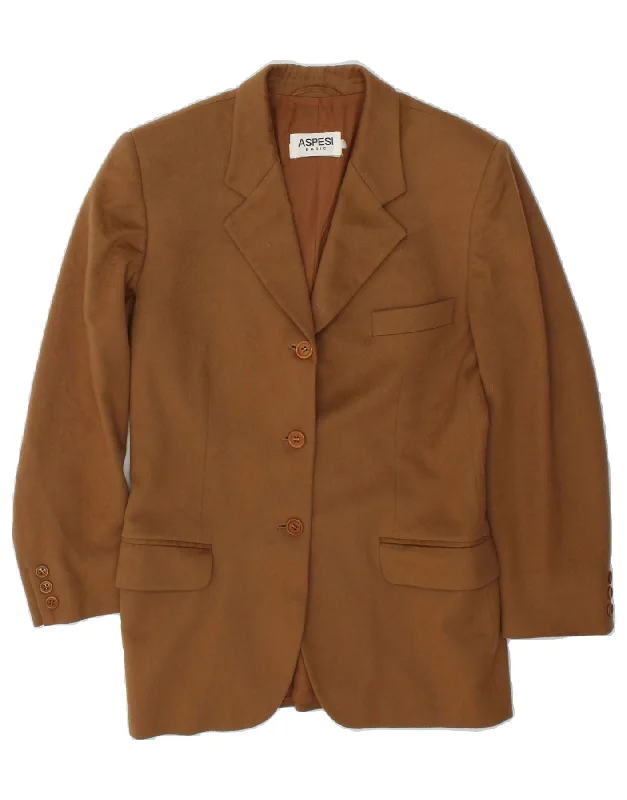 BlazerstyleASPESI Womens 3 Button Blazer Jacket UK 14 Medium Brown