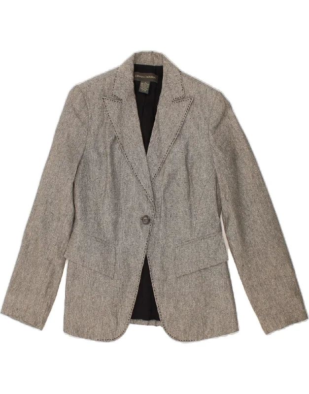 BlazeroutfitBANANA REPUBLIC Womens 1 Button Blazer Jacket US 0 XS Grey Silk