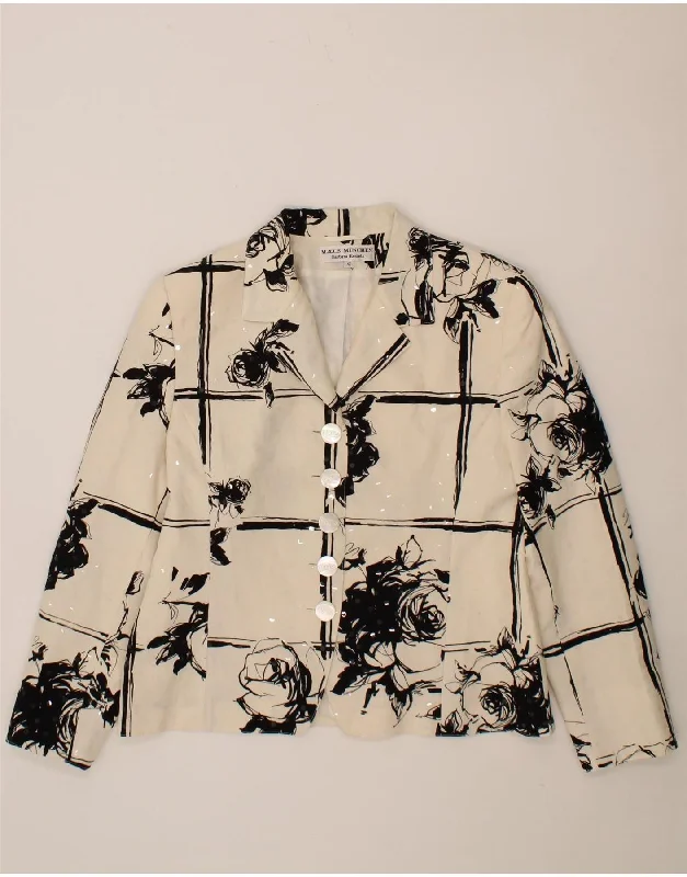 BlazerdataBARBARA KESSELS Womens 5 Button Blazer Jacket EU 40 Medium Beige Floral