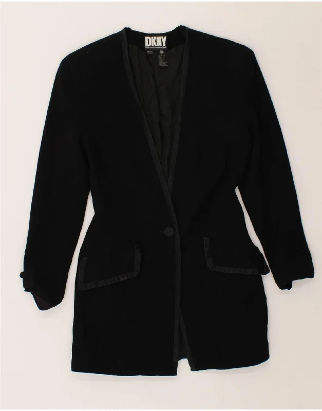 BlazersecurityDKNY Womens 1 Button Blazer Jacket US 2 XS Black Wool