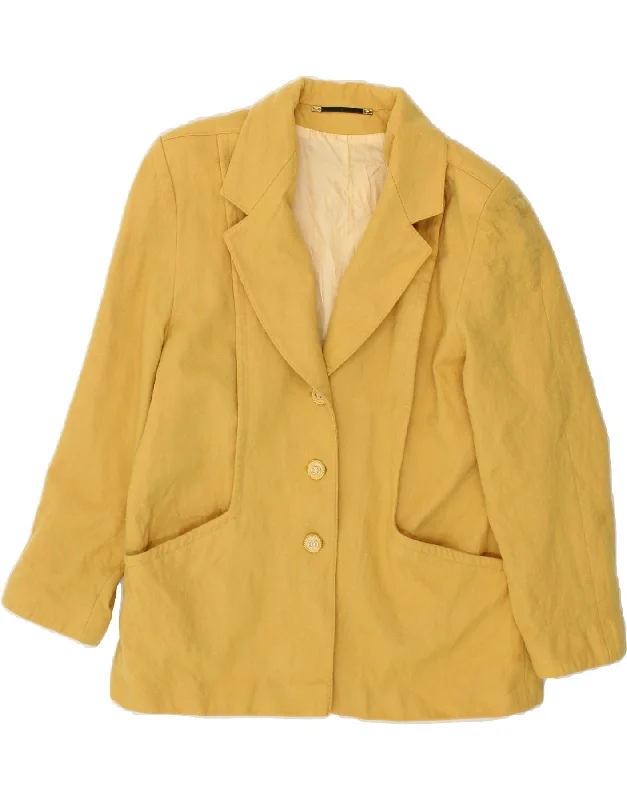 BlazertrendDORENE Womens 3 Button Blazer Jacket UK 18 XL Yellow New Wool