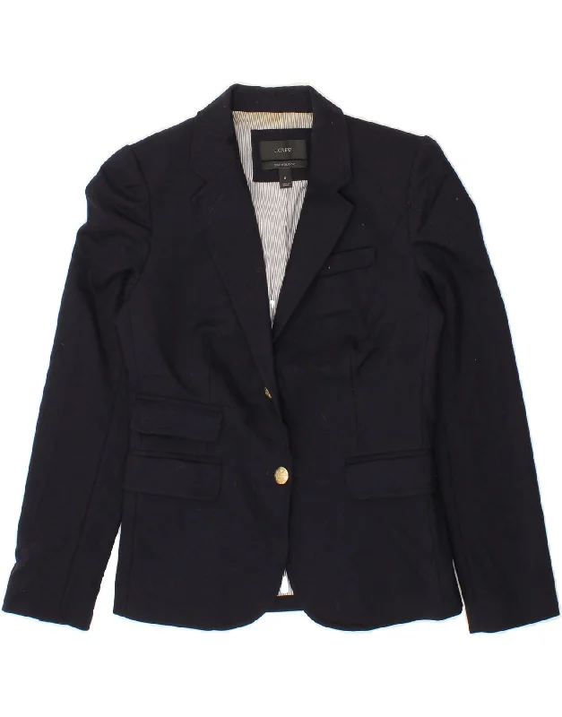 BlazerplatformJ. CREW Womens Schoolboy 2 Button Blazer Jacket US 0 XS Navy Blue Wool