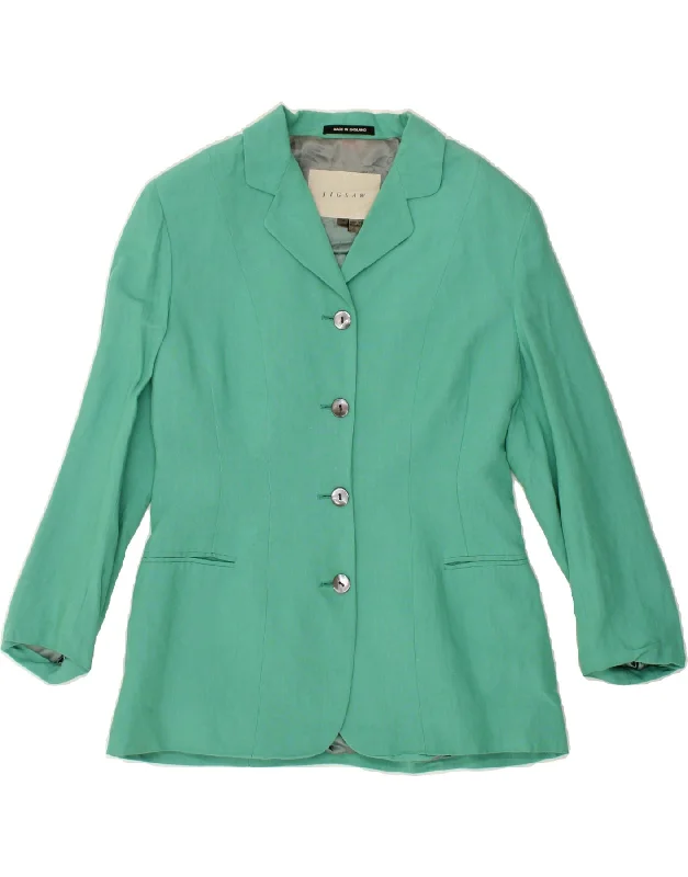 BlazercourtJIGSAW Womens 4 Button Blazer Jacket UK 14 Medium Green