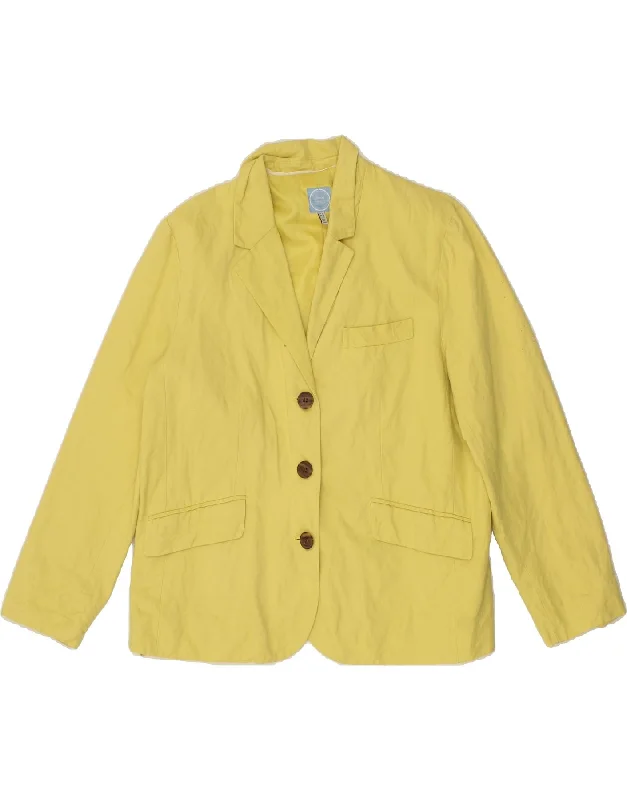 BlazerliteratureJOULES Womens 3 Button Blazer Jacket UK 16 Large  Yellow Cotton