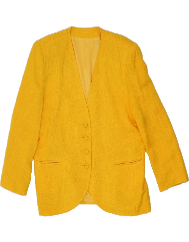 BlazertraditionLIBRA Womens Longline 4 Button Blazer Jacket UK 16 Large Yellow