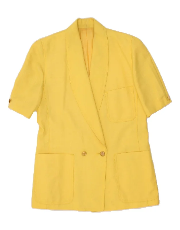 BlazercyberLORETTA BLOOM Womens Short Sleeve Blazer Jacket US 8 Medium Yellow