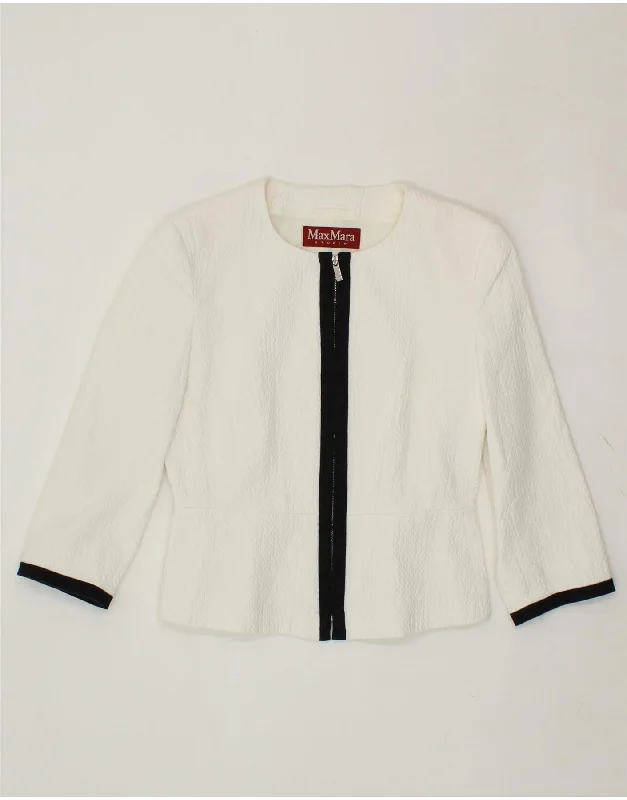 BlazermusicMAX MARA Womens Blazer Jacket UK 10 Small White Cotton