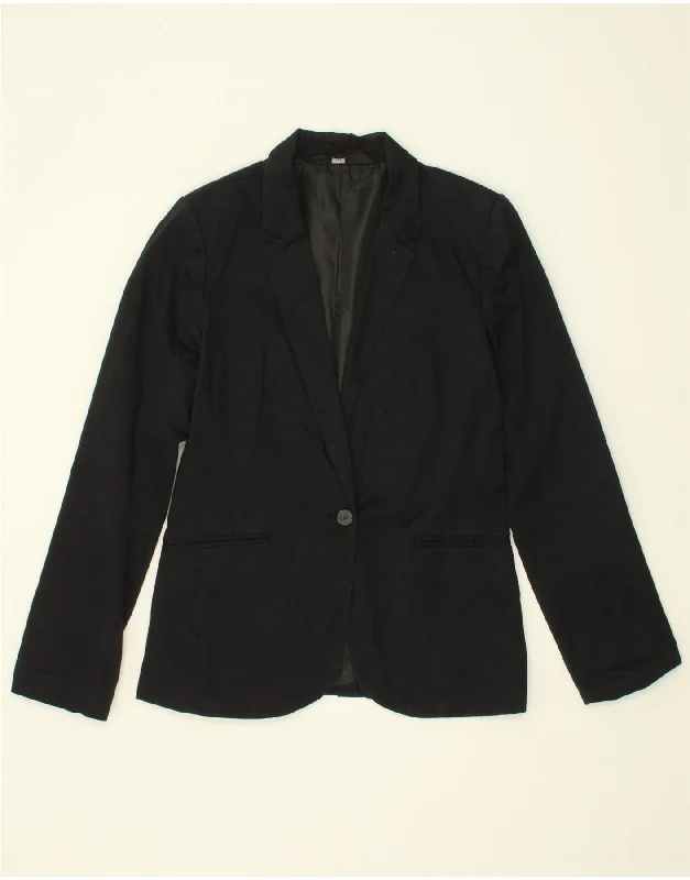 BlazerappMOSSIMO Womens 1 Button Blazer Jacket UK 10 Small Black Cotton