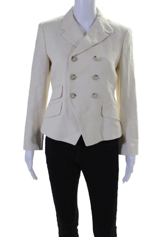 BlazerwebPolo Ralph Lauren Womens Double Breasted Notched Lapel Blazer Jacket White 2