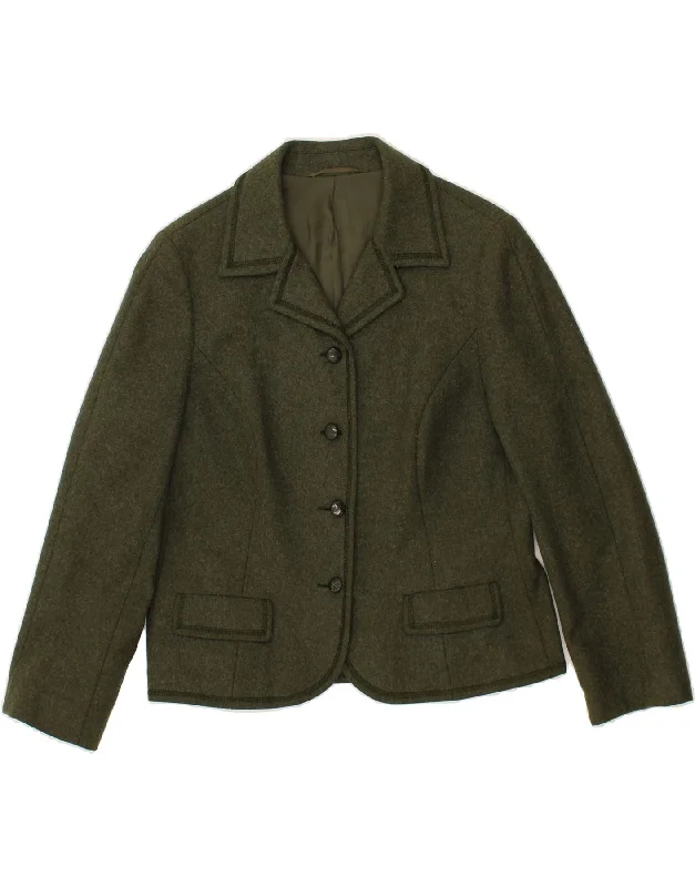 BlazerteamRALPH Womens 4 Button Blazer Jacket UK 16 Large Green Virgin Wool