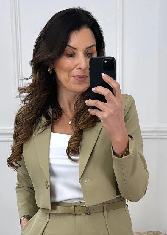 BlazerdunkReagan Khaki Cropped Blazer