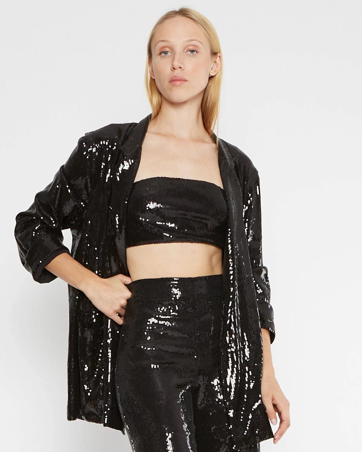 BlazervrRipley Rader Black Sequin Oversized Blazer