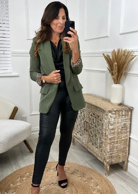 BlazerartRoberta Khaki Leopard Lined Blazer