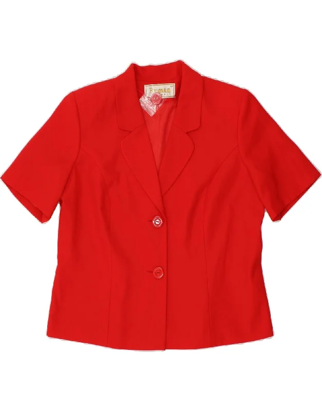 BlazersuitROMAN Womens 2 Button Short Sleeve Blazer Jacket UK 18 XL Red Polyester