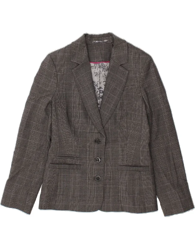 BlazerwearTED BAKER Womens 3 Button Blazer Jacket Size 3 Medium Grey Check Wool