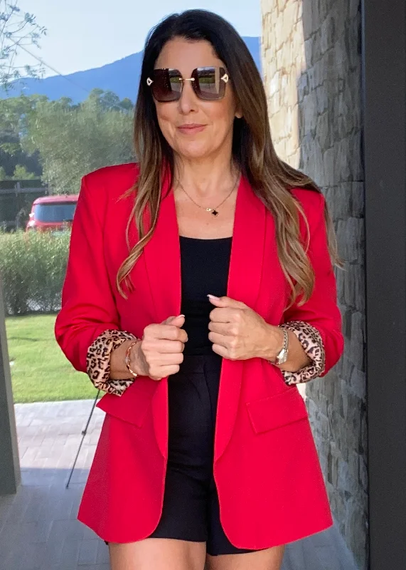 BlazerappTexas Red Leopard Lined Blazer