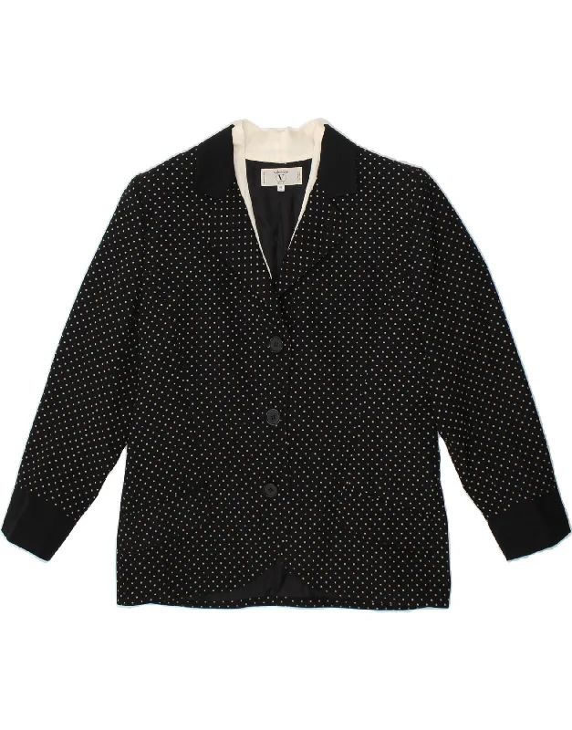 BlazerclassicVALENTINO Womens 3 Button Blazer Jacket IT 48 XL Black Polka Dot Wool