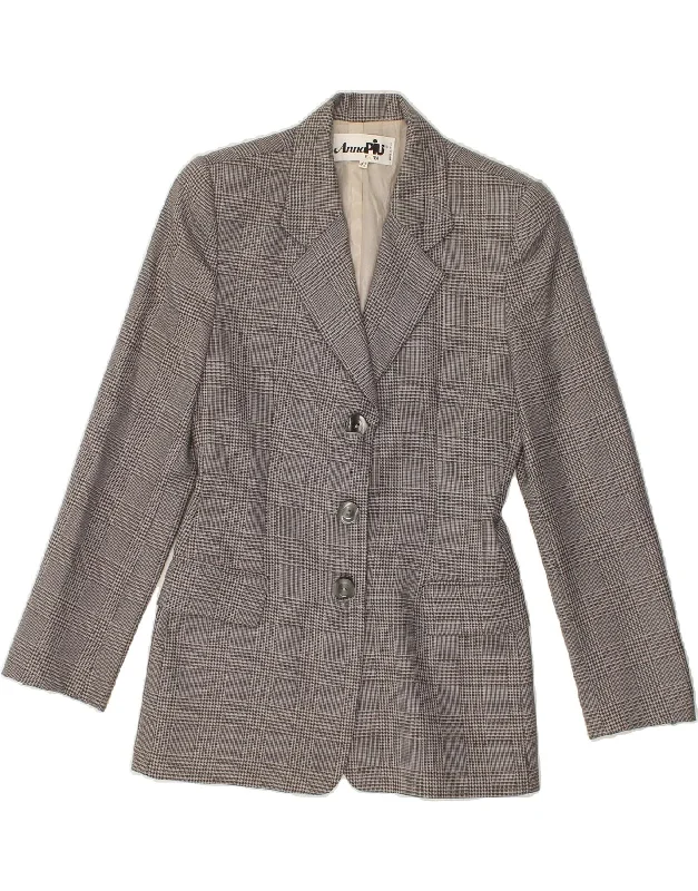 BlazercultureVINTAGE Womens 3 Button Blazer Jacket IT 42 Medium Grey Houndstooth