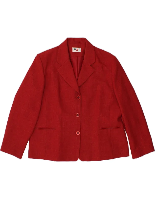 BlazerlegendVINTAGE Womens 3 Button Blazer Jacket UK 18 XL Red Polyester