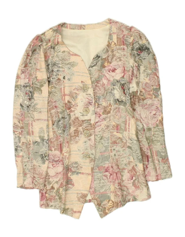 BlazermobileVINTAGE Womens 4 Button Blazer Jacket UK 10 Small Beige Floral