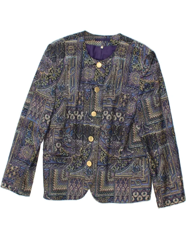 BlazervrVINTAGE Womens 5 Button Blazer Jacket IT 44 Medium Purple Patchwork