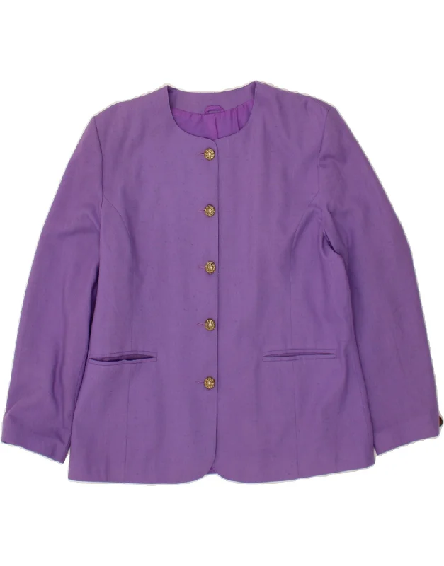 BlazermaniaVINTAGE Womens 5 Button Blazer Jacket UK 14 Large Purple