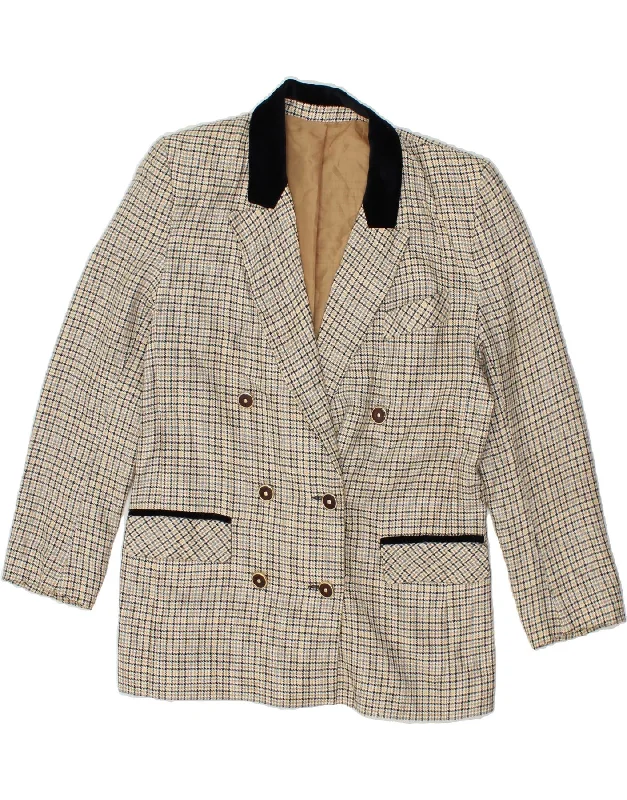 BlazercasualVINTAGE Womens Double Breasted Blazer Jacket UK 12 Medium Beige