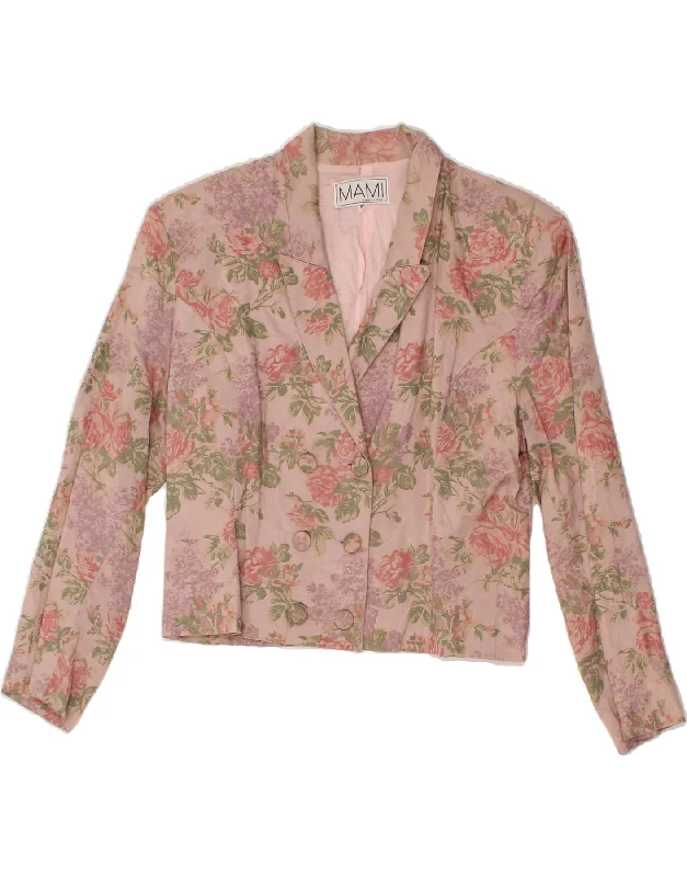 BlazercasualVINTAGE Womens Double Breasted Blazer Jacket UK 14 Medium Pink Floral