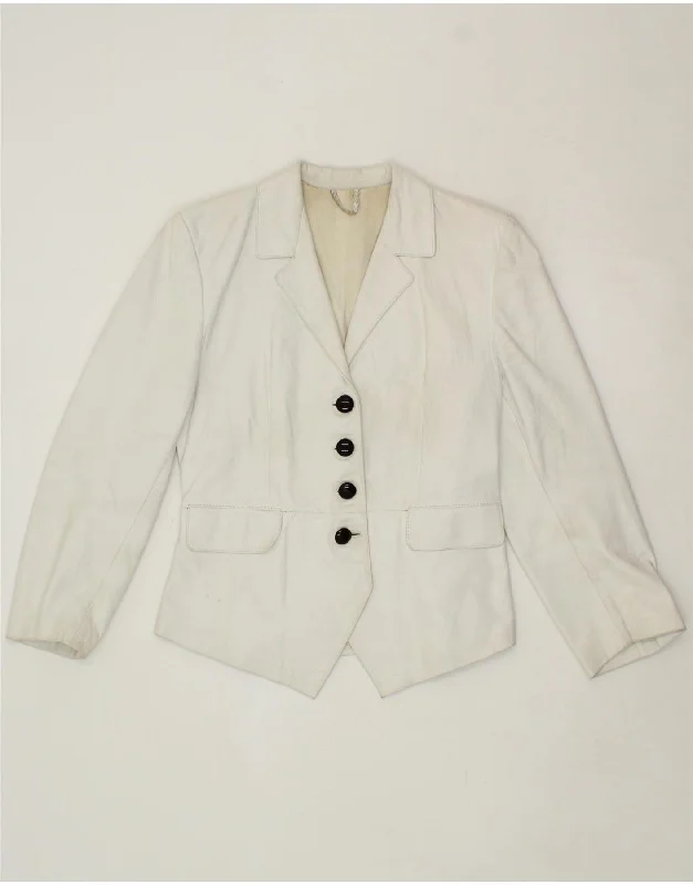 BlazerblockchainVINTAGE Womens Leather 4 Button Blazer Jacket UK 10 Small White